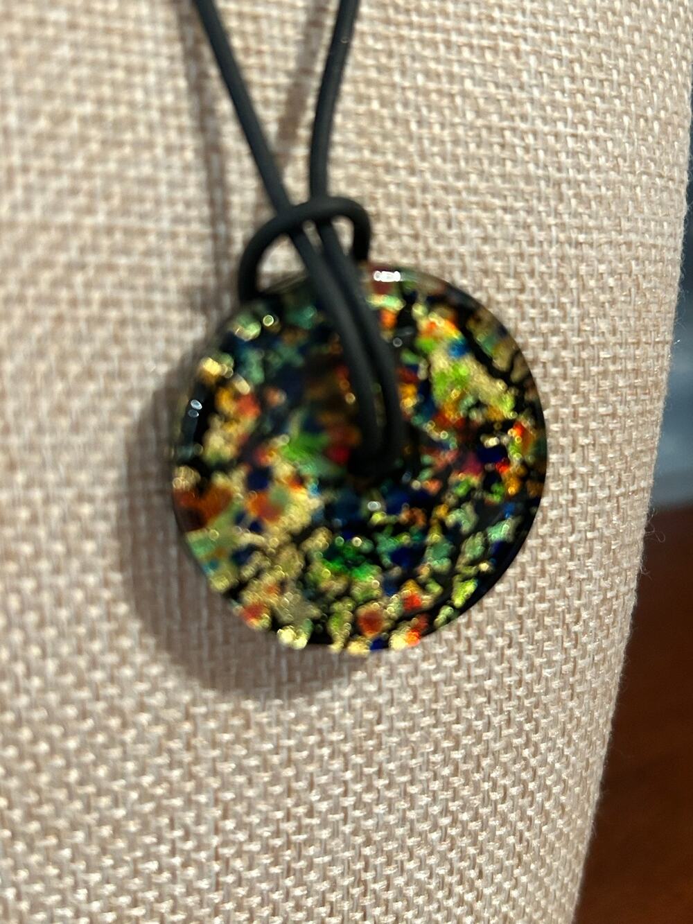 Murano Style Art Glass Pendant Necklace Vintage Style Bold Statement NWOT